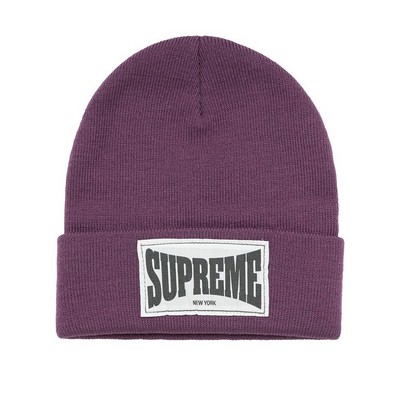 Acrylic Circular Knit Beanie with Woven Label