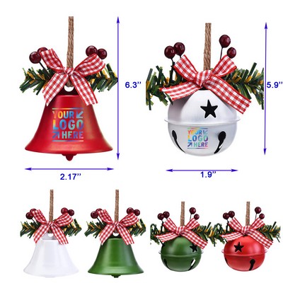 6 Piece Set Christmas Bell Ornaments Tree Hanging Decorations with Star Cutouts Anniversary Bell