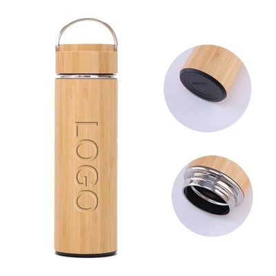 Vacuum Insulated Bamboo Tumbler with Tea Infuser