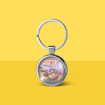 Round Satin Metal Keychain