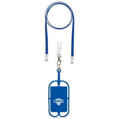 Adhesive Silicone Phone Wallet with Lanyard Attachment