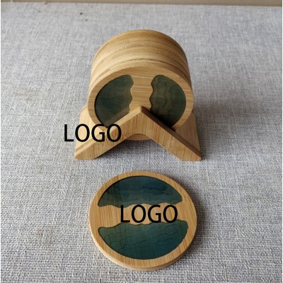 Eco-Friendly Bamboo Coaster Set with Stand