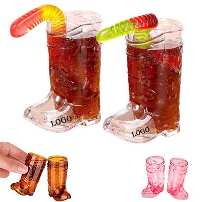 Mini Cowboy Boot Shot Glasses 1 Oz Plastic set of 2