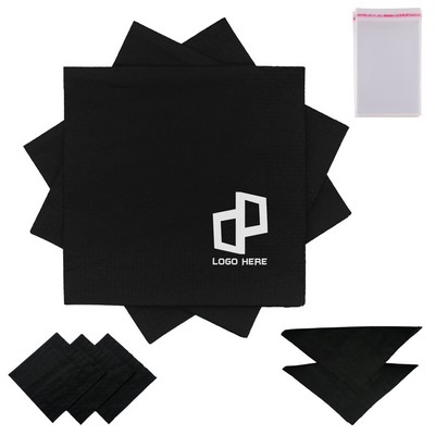 9.8*9.8 Inch Wave Pattern Silver-Foiled Black Napkin