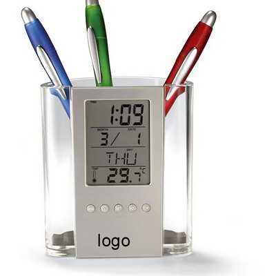 Pen Holder with Digital LCD Clock Calendar Timer