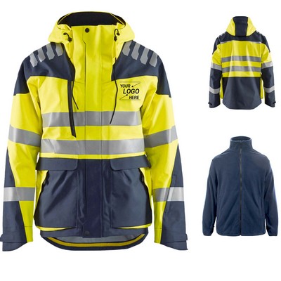 High Vis Shell Jacket High Quality Polyester Construction Workwear