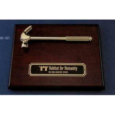 Piano Wood Plaque w/8" Gold Plated Hammer