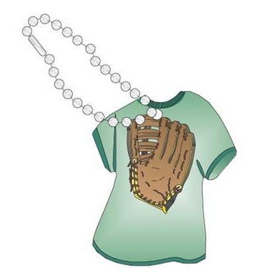 Baseball Glove Promotional T-Shirt Key Chain w/ Black Back (4 Square Inch)