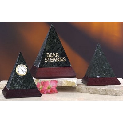 8" Green Genuine Marble Pyramid Award w/Color Wood Base