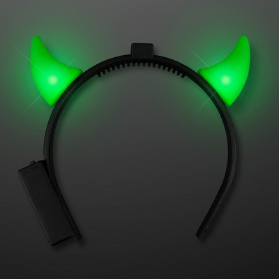 Light Up Green Devil Horns Headband - BLANK