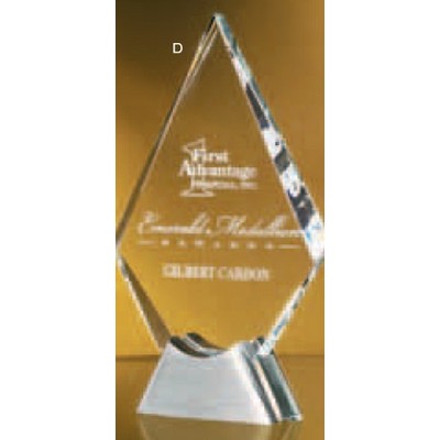 Triangular Reverse Bevel Clear Crystal Award w/ Aluminum Base (9")