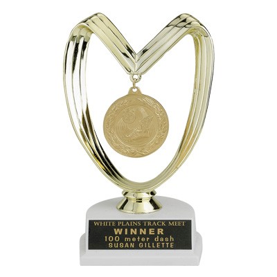 7 ¾" Medal Holder Trophy w/White Marble Base