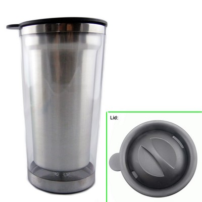 18/0 Stainless Steel Cup w/ Transparent Outer Wall