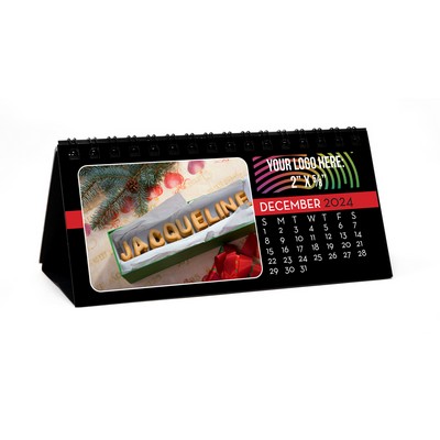 Image Personalized Mini Tent Style Desk Calendar w/ Black Background