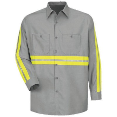 Red Kap™ Enhanced Visibility Long Sleeve Industrial Shirt - Light Gray/Yellow