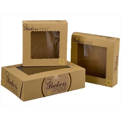 Baker's Choice Kraft Windowed Cake Bakery Box (14½"x10½"x5")