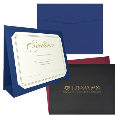 12 3/4" X 10" Certificate Presentation Folder Custom Printed