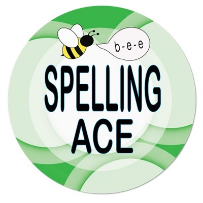 2¼" Stock Celluloid "Spelling Ace" Button