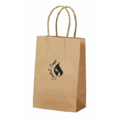 Recycled Natural Kraft Shopping Bag 1C1S (5.5"x3.5"x8")