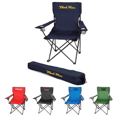 Portable Folding Chair w/ Cup Holders & Carry Bag, Holds 300 lbs for Outdoors