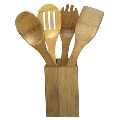 Bamboo Canister Set: Includes 4 Non-Imprinted Utensils