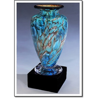 Glacier Dragon Athena Art Glass Vase w/ Marble Base (3.75"x9.75")