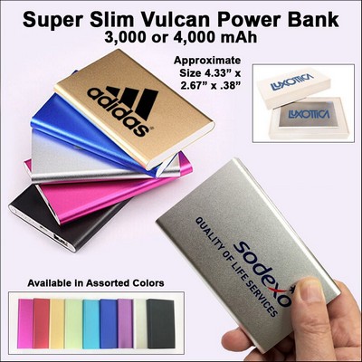 Super Slim Vulcan Power Bank 3000 mAh - Silver