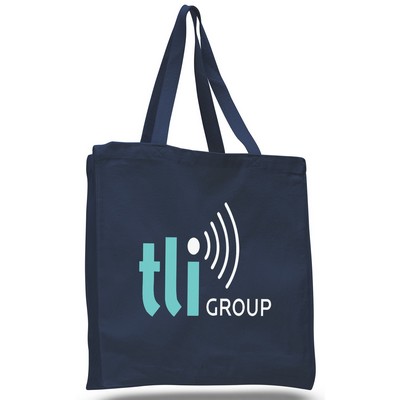 Navy Canvas Shopping Tote with Gusset (Printed)