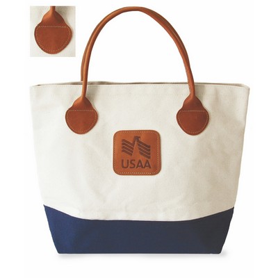 Medium Two Tone Tote (Canvas/Spade End Leather Handles)