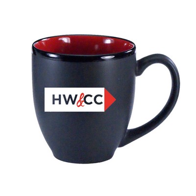 16 Oz. St. Paul Hilo Bistro Mug (Black Matte Out/ Red In)