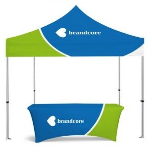 10x10ft Basic Canopy Kit w Standard Hex Aluminum Frame, Dye Sublimation Canopy & 6ft Table Cover