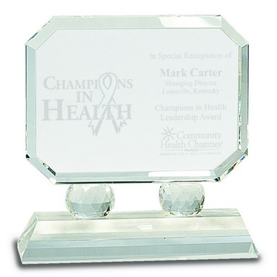 6" Rectangle Crystal on Clear Pedestal Base