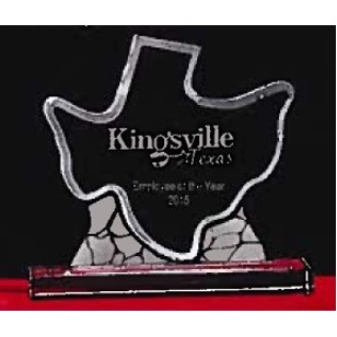 Crystal Waterjet-cut Silhouette Texas Map Award