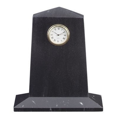 Jet Black Marble Pentagon Clock