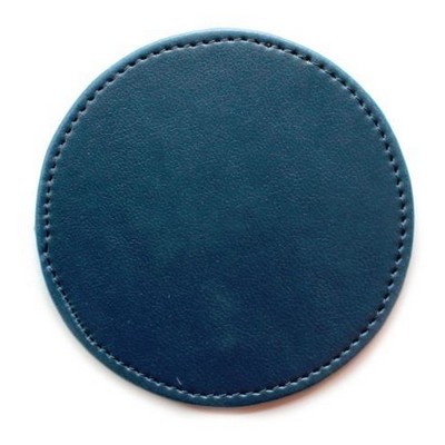 Ashlin® Designer Stratford Navy Blue Vegan Leather Executive Round Coaster