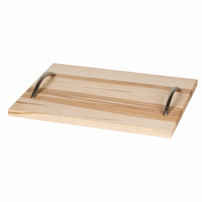 Wood Serving Tray with Metal Handles