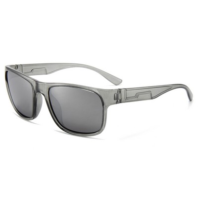 Sunglasses - Mirror Lenses - Clear Gray Frames