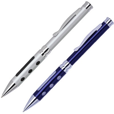 Solid Brass Twist Action Ballpoint Pen w/ Electroplated Finish & Polished Chrome Trim