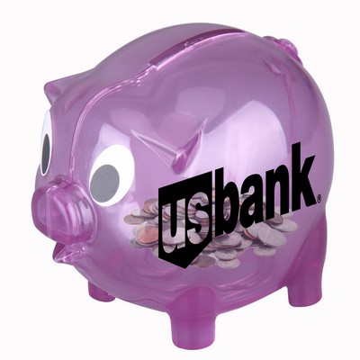 3 1/8"x2 3/4"x3 9/16" Transparent Piggy Bank