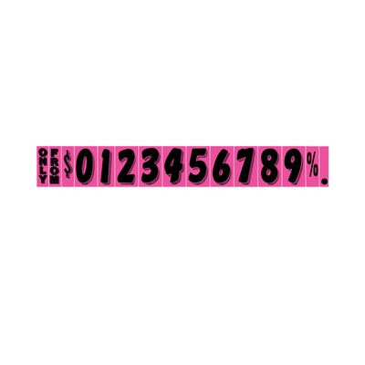 7 ½" Fluorescent Black & Hot Pink Windshield Number Decals (Set of 12)