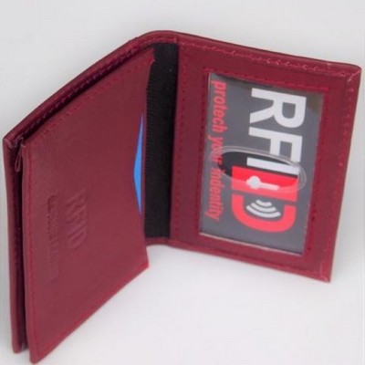 Leather Card Case / Business Card Wallet w/Gusset & ID Slot