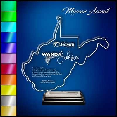 8" West Virginia Clear Acrylic Award with Mirror Accent