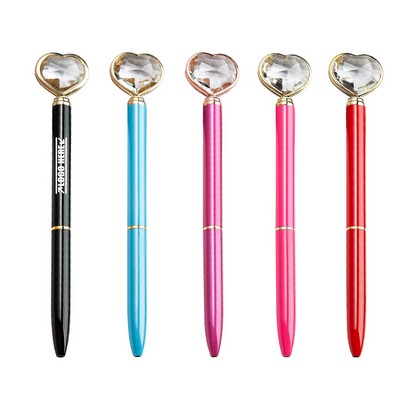 Crystal Heart Shaped Metal Pen