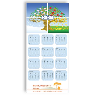 Z-Fold Personalized Greeting Calendar - Four Season Tree