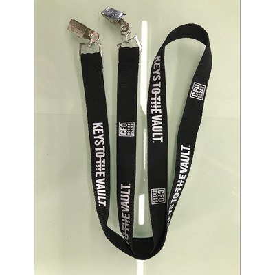 3/4" Silk Screened Flat Lanyard W/ Double Standard Attachment