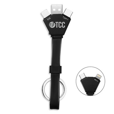 Kelso 22cm length TPE 3in1 Charging Cables w/ USB tip, Type C tip, iPhone &