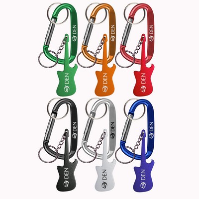 Guitar Shaped Bottle Opener Key Holder and Carabiner