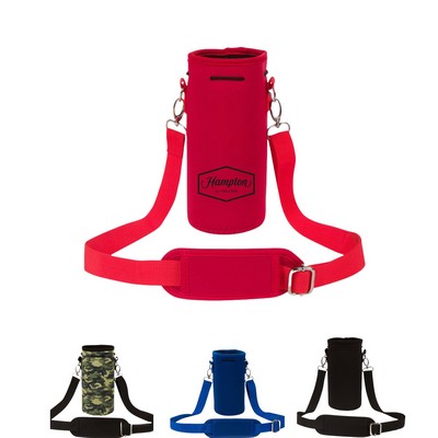 Neoprene Water Bottle Carrier w/Shoulder Strap