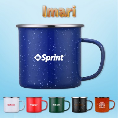 Imari 16 oz Speckled Enamel Mug with Stainless Steel Rim