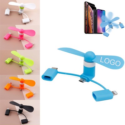 Portable 3 in1 Mini Cell Phone USB Fan